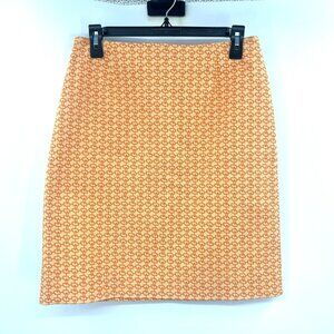 Etcetera Orange Print Jacquard Pencil Skirt Women's 6